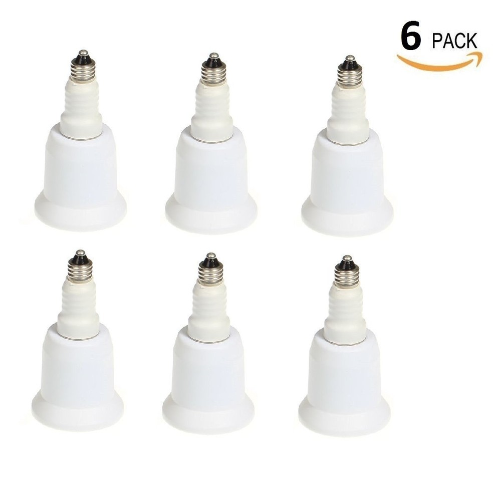 6pcs Mini Candelabra E11 to Medium E26/E27 Standard Screw Adapter Converter