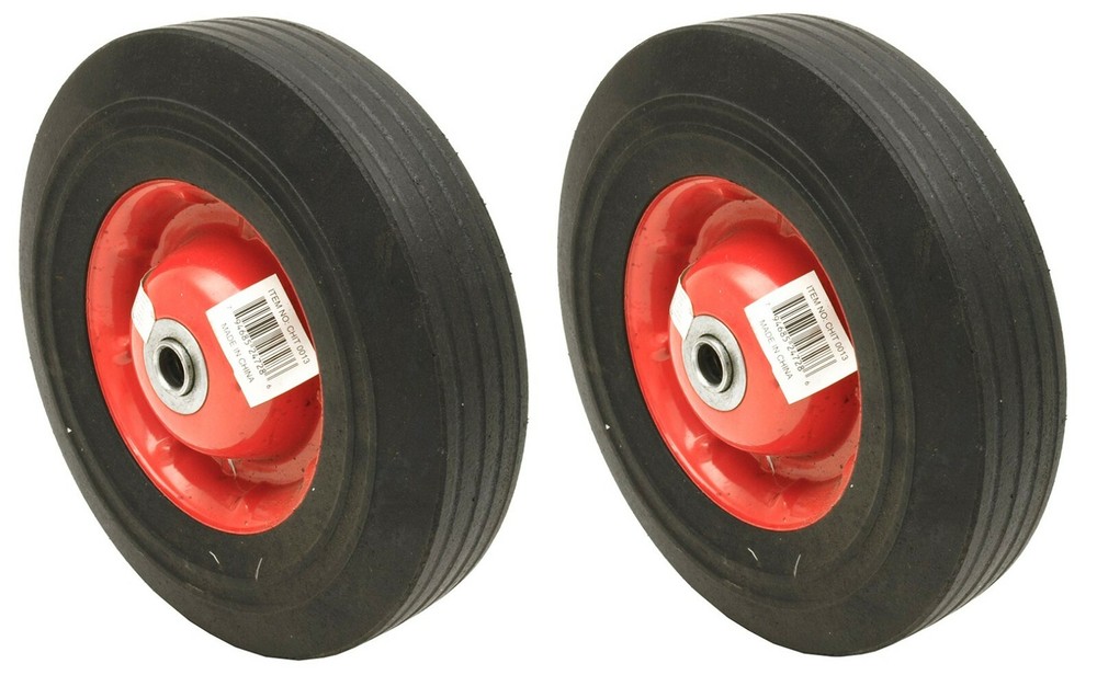 2pc 10" Universal Replacement Solid Rubber Tire & Wheel for Dolly Hand Truck