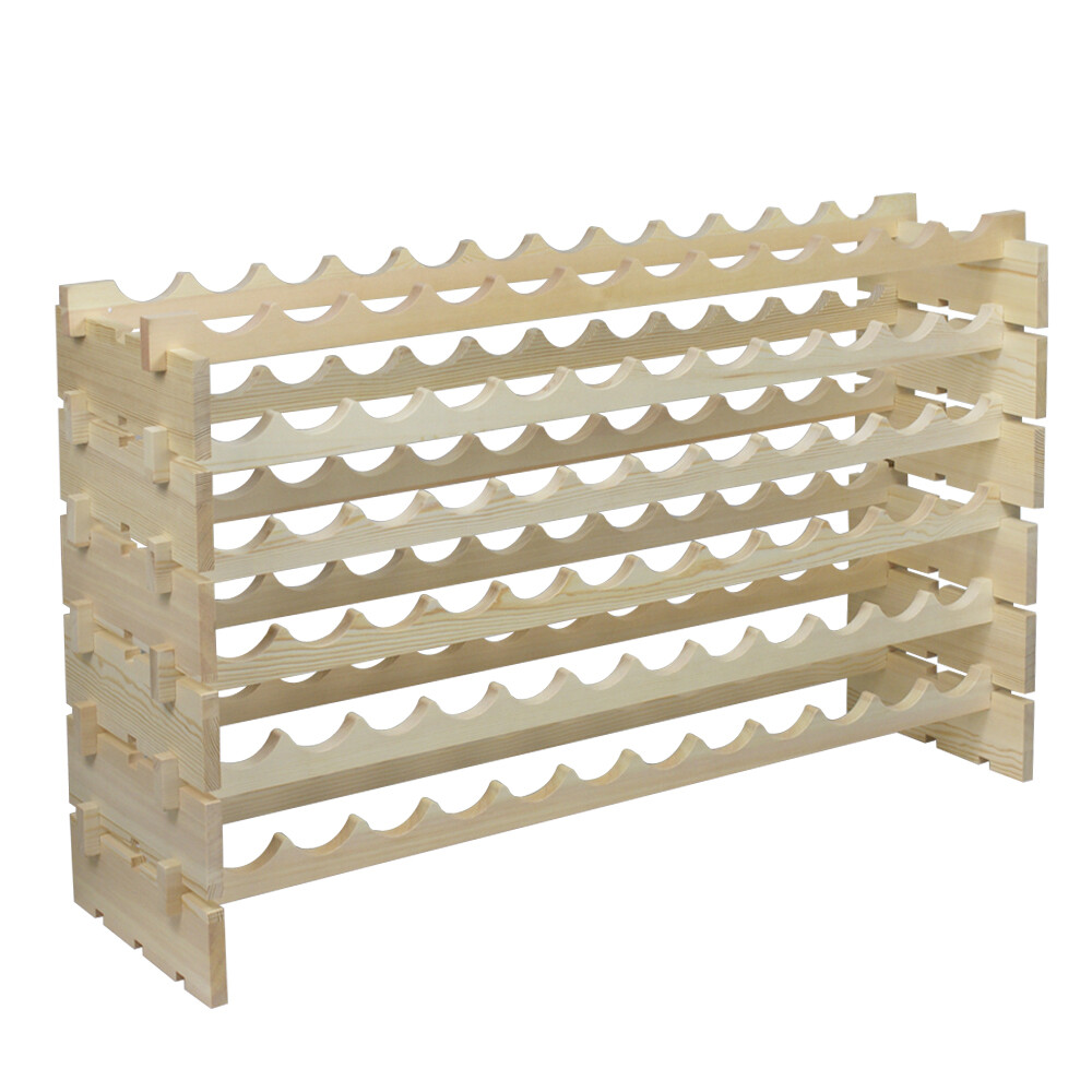 2PCS Wine Rack 72 Bottle Stackable Wine Storage Wood Display Shelf Freestanding