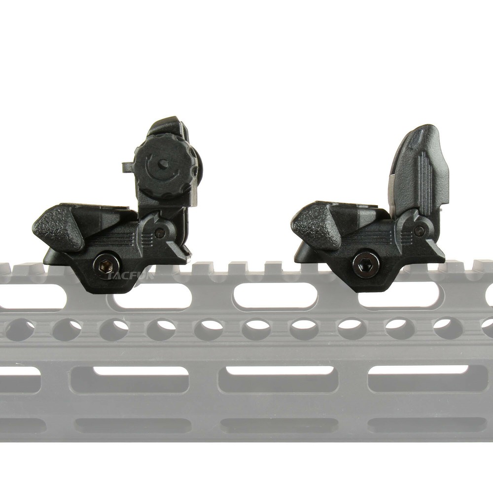 Fiber Optic Polymer Flip Up Folding Auto Deploy Front & Rear BUIS Back Up Sight