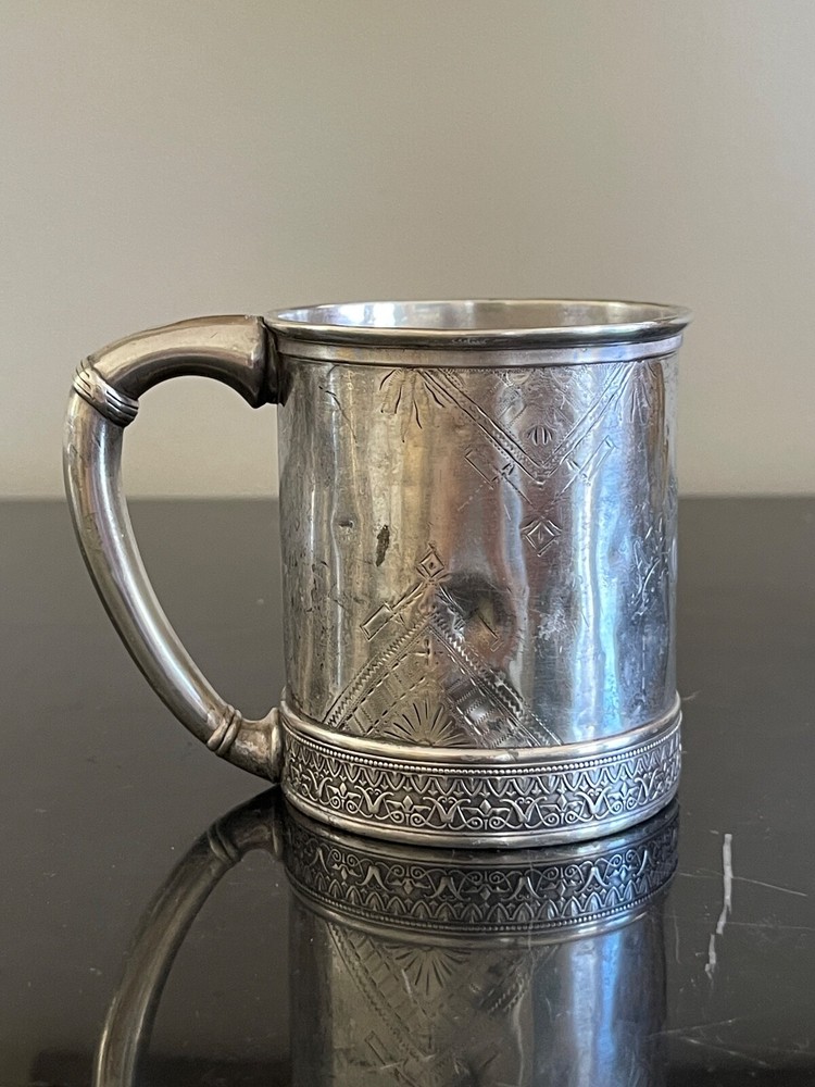 Antique Gorham Sterling Silver Engraved Cup Mug 135 Grams