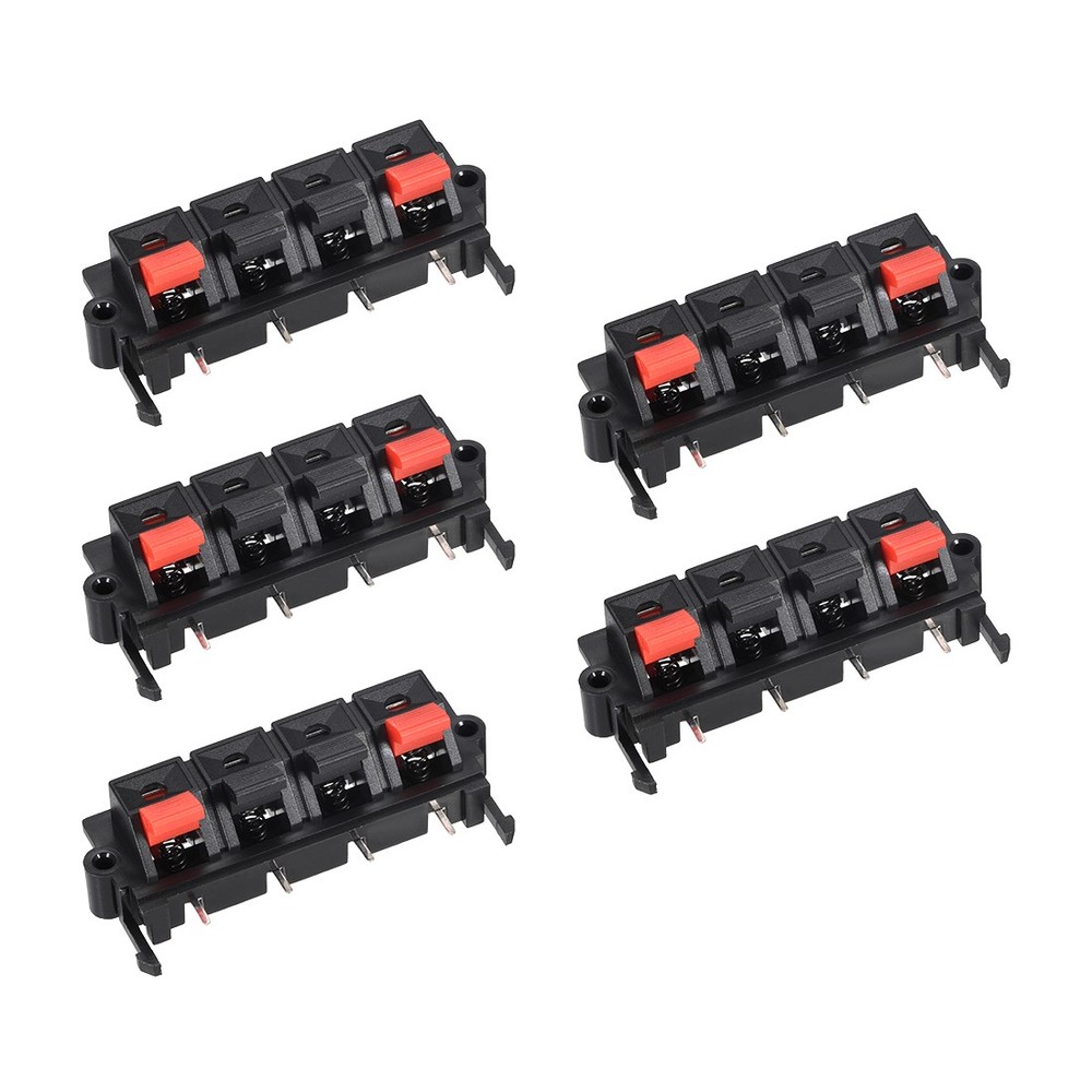 4 Way Speaker Spring Push Terminals Connector Block Strip 5pcs