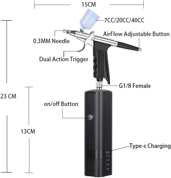 Rechargeable Airbrush Compressor - Dual-Action Mini Set for Nail & Art