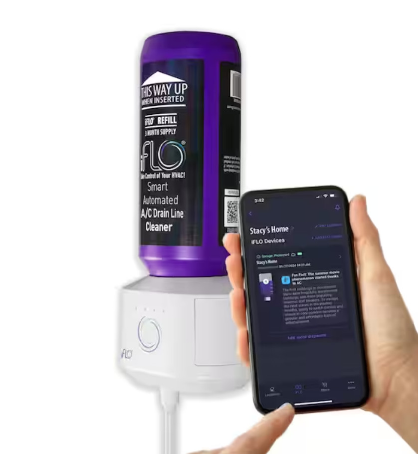 iFLO Drain Line Cleaning System Kit with Extra Refill Bottle (with Mobile App)