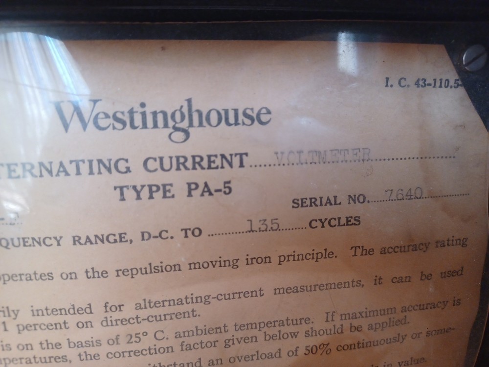 Westinghouse Type PA-5 Alternating Current Portable Volt Meter W/Leads UNTESTED