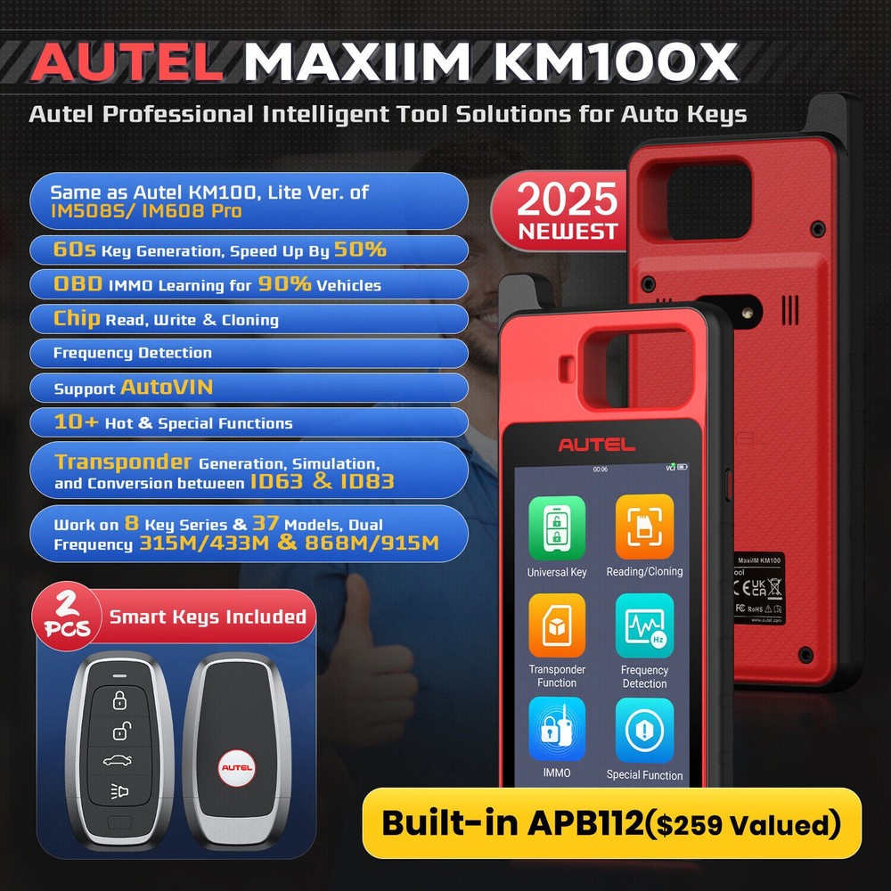 2025 Newest Autel MaxiIM KM100 Key Fob Programming Tool Programmer Immobilizer