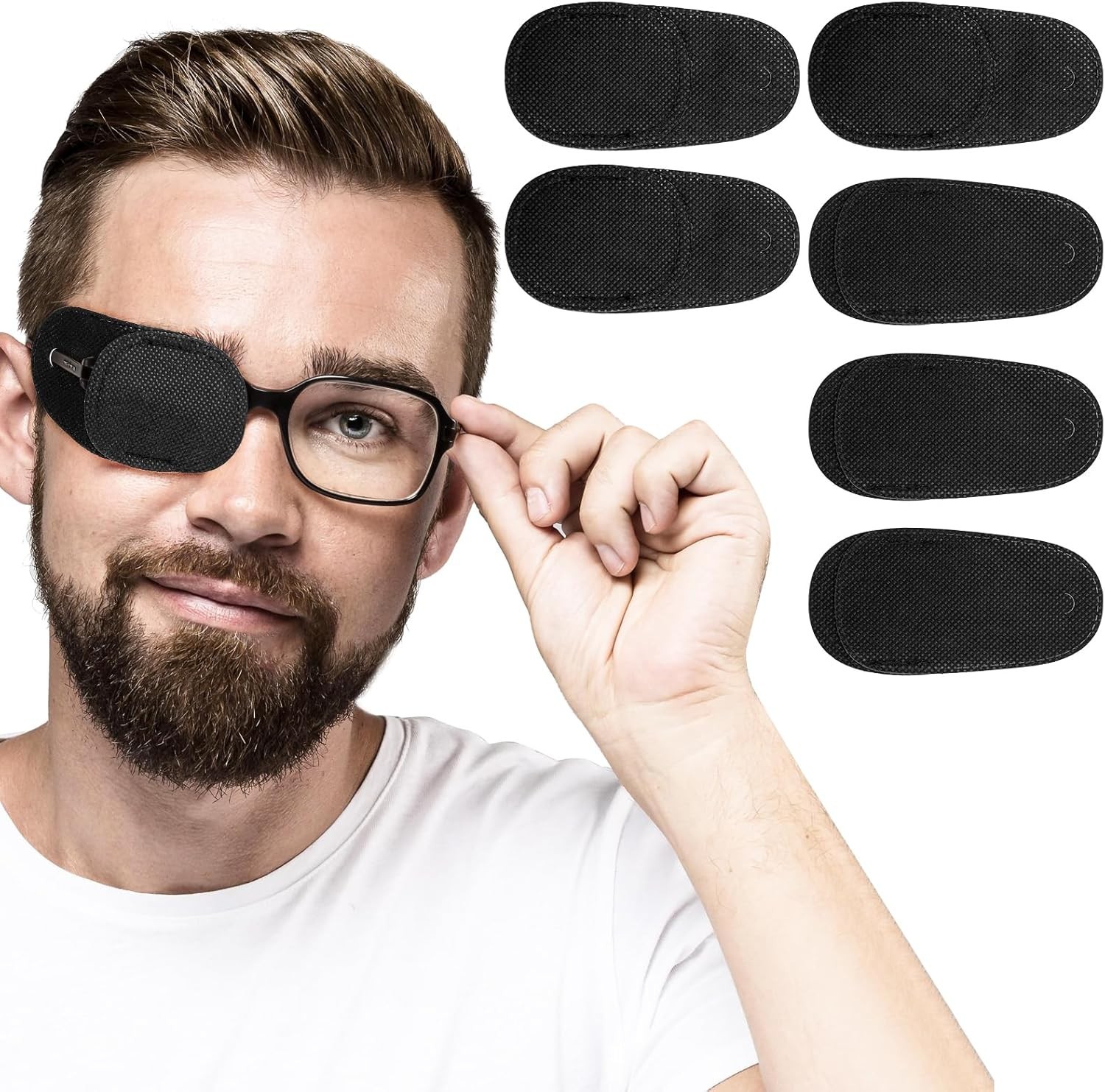 6PCS Eye Patches for Adults Kids, Medical Eye Patch for Glasses, Black, Soft...