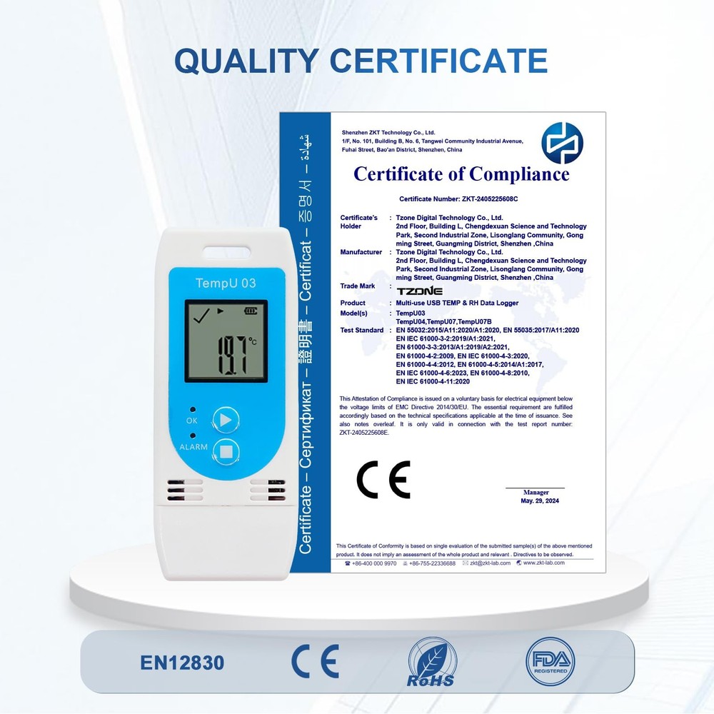 Tzone Reusable Temperature and Humidity Data Logger USB,Temp Recorder Humidity