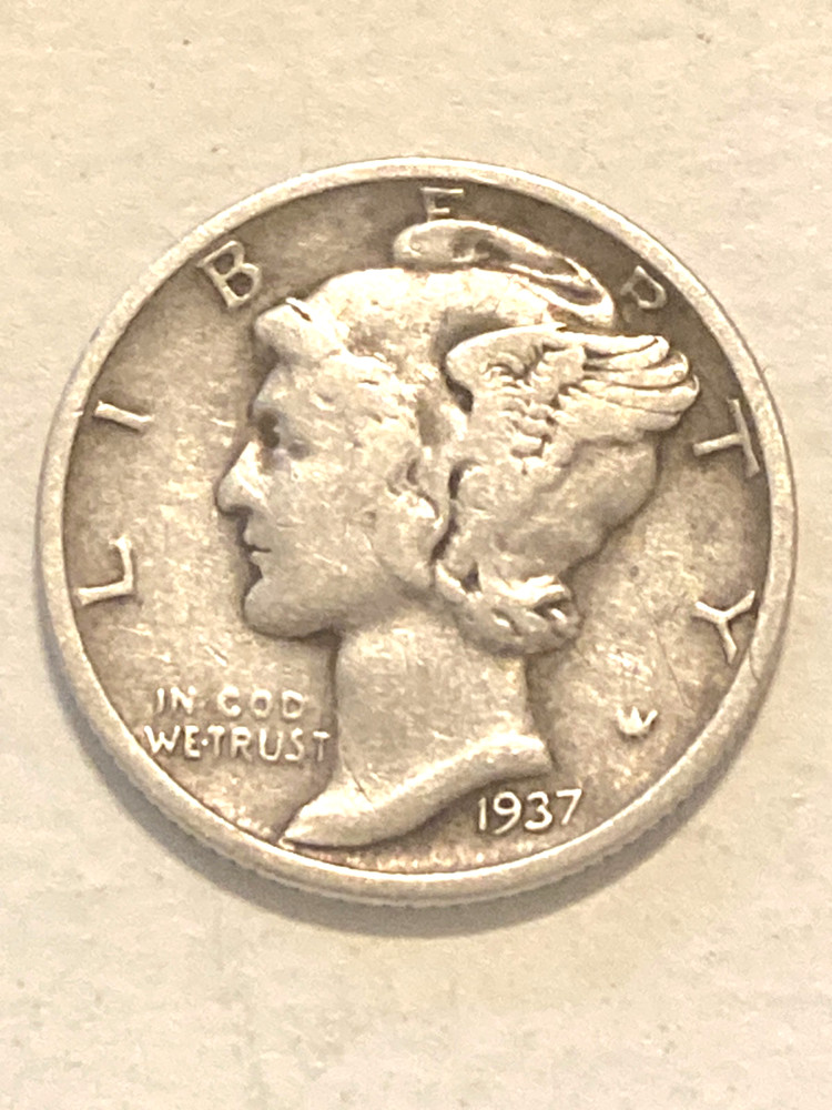 1937 D  Silver Mercury Dime  Nice