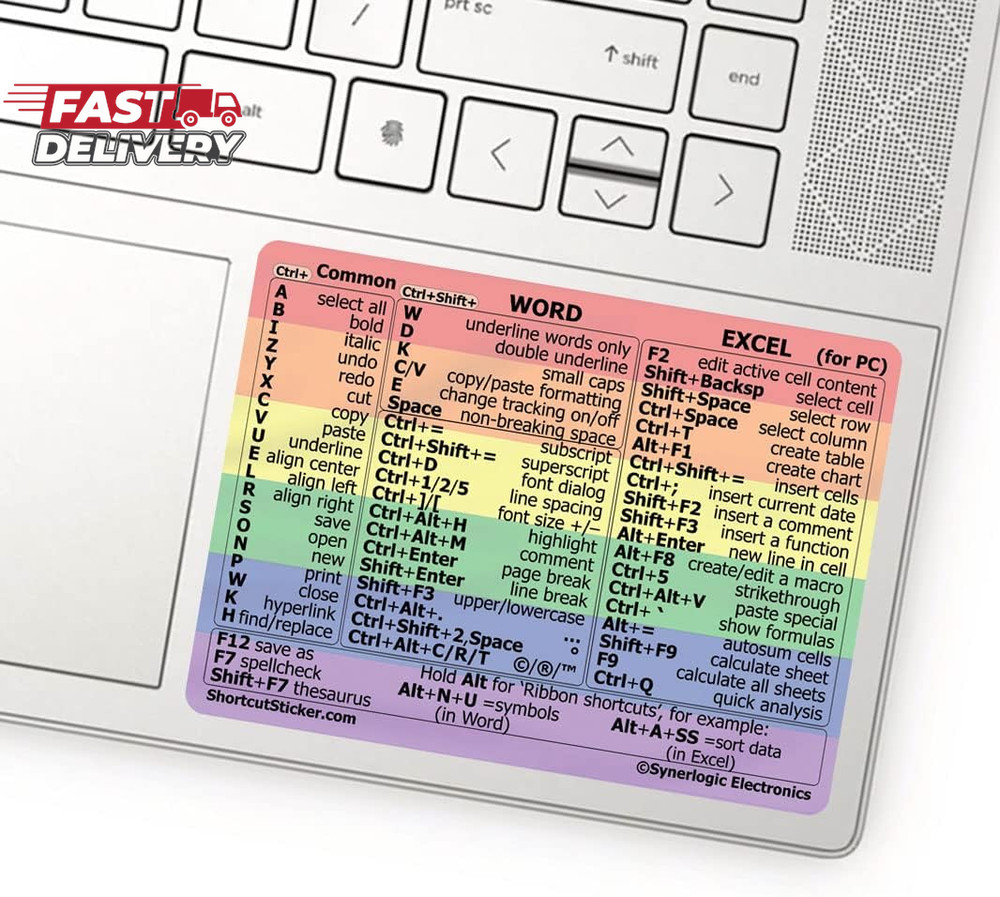 Synerlogic Word/Excel Windows Shortcut Sticker | Reference Guide Keyboard Shortc
