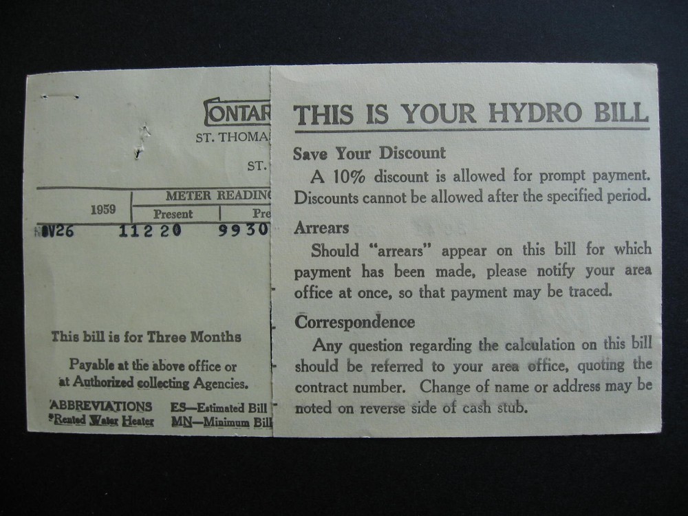 Canada Ontario Hydro postcard 1959