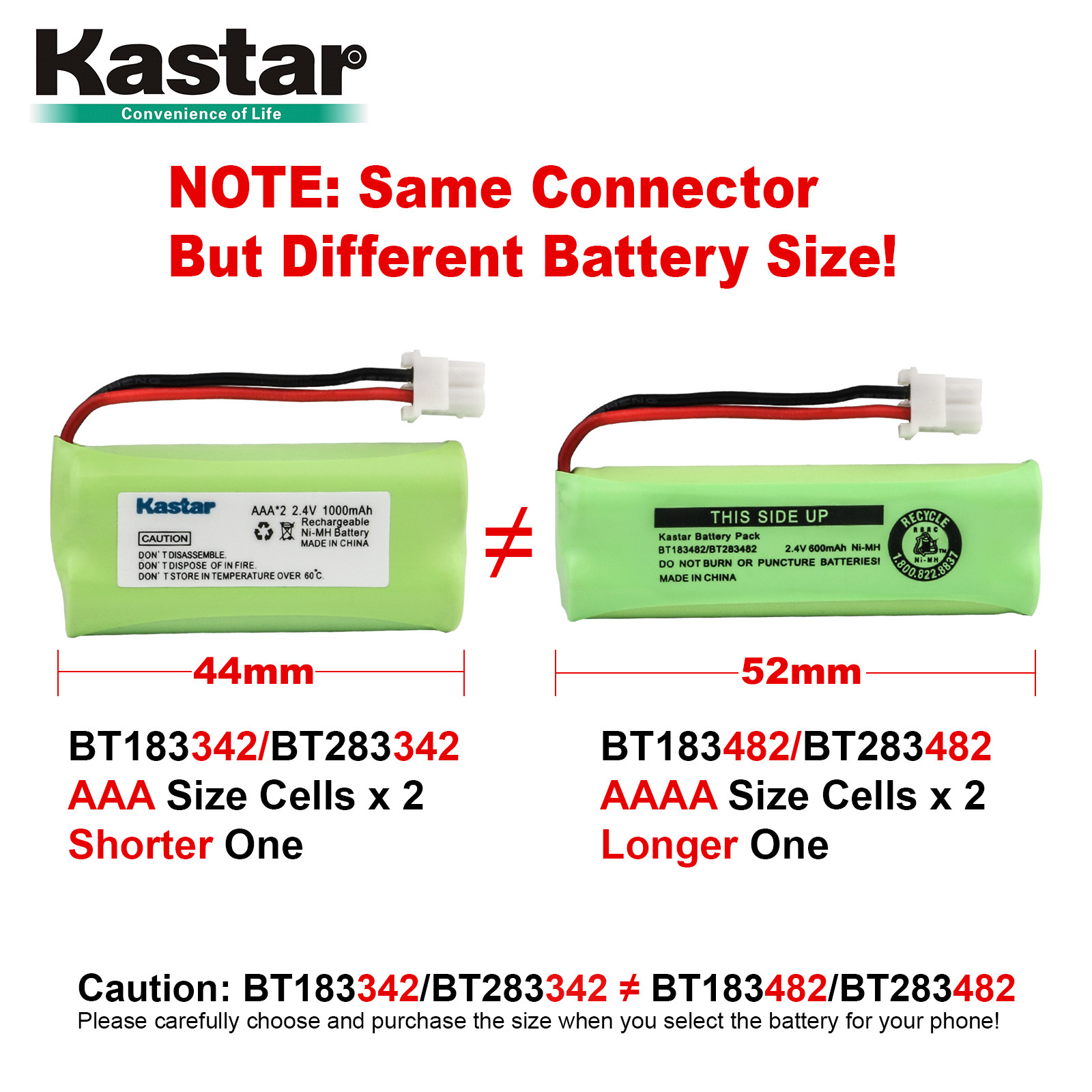 Kastar Cordless Phone Battery for AT&T BT183342 BT283342 CL84200 CL84250 CL84300