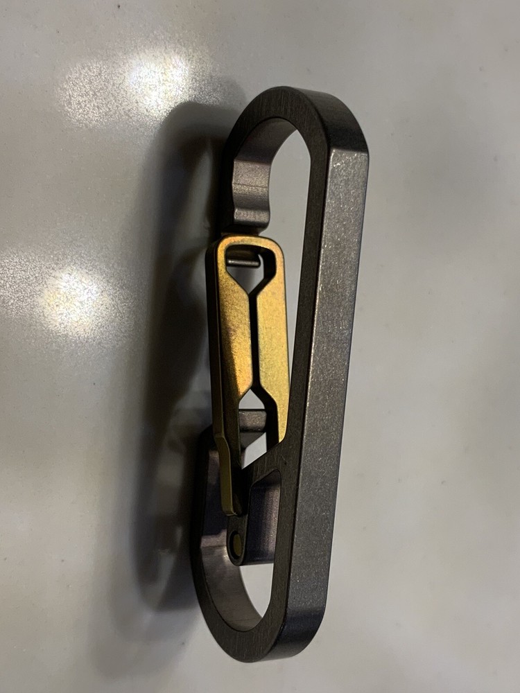 Titanium Carabiner Snap Spring Hook Clip, EDC Keychain, Key Ring, Gold Anodized