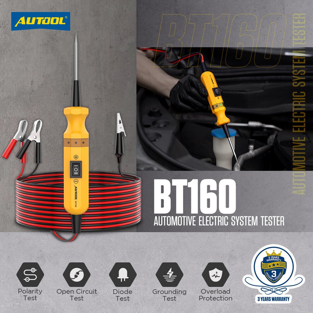 AUTOOL BT160 12V 24V Probe Car Electrical Circuit Tester Current Power Teste
