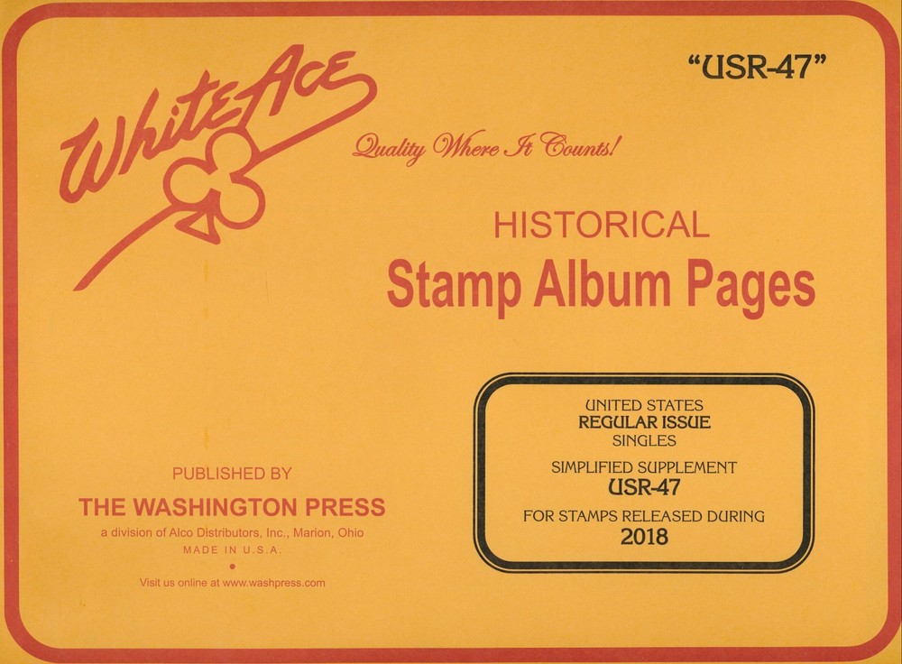 WHITE ACE 2018 US Regular Issue Singles Simplified Stamp Album Supplement USR-47