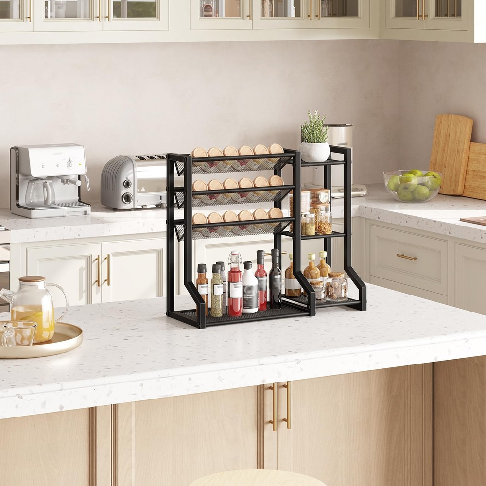 4-Tier Spice Rack, Seasoning Organizer, Stackable Spice Rack Organizer, Spice...