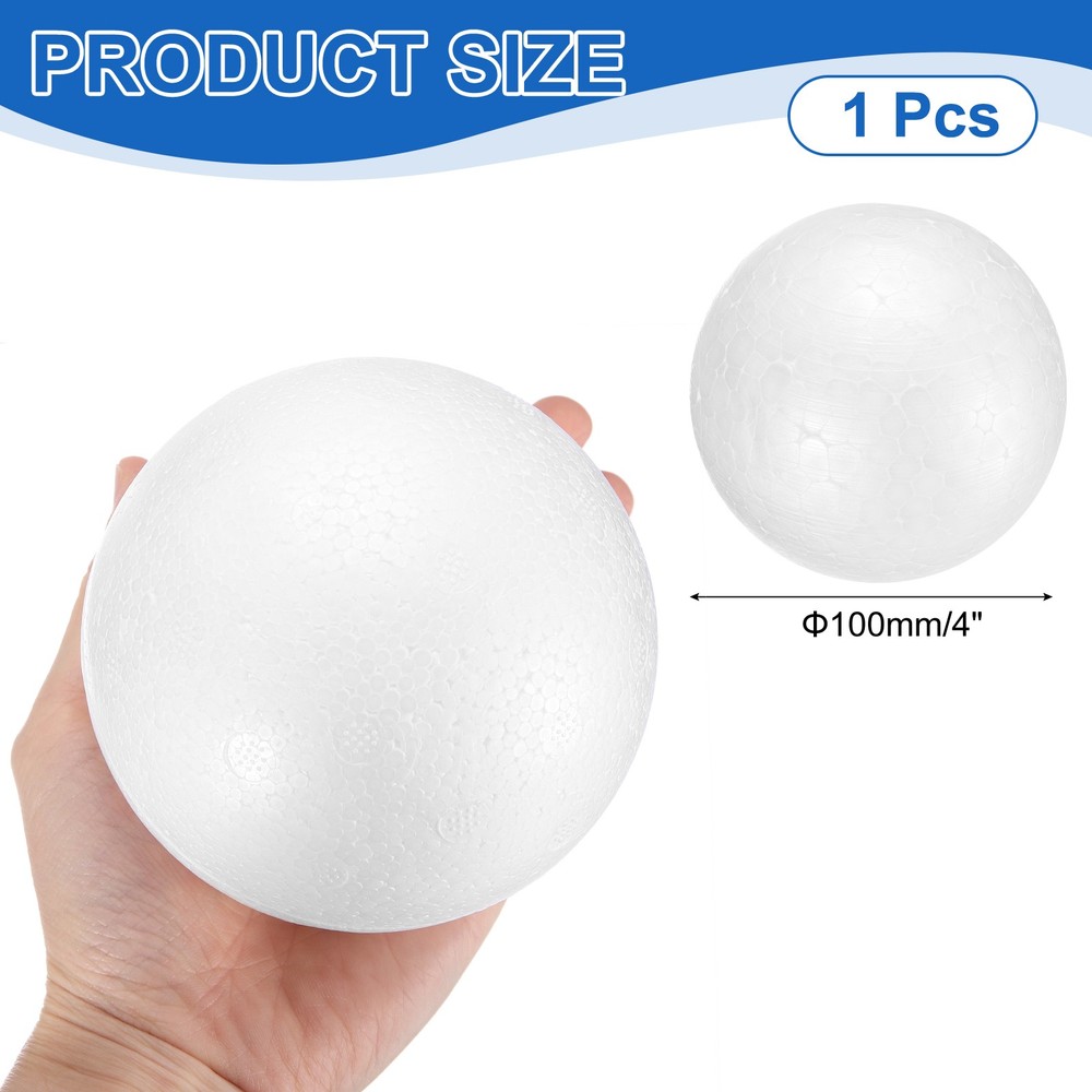 1 Pcs White Foam Balls, 4 Inch Polystyrene Solid Round Balls DIY Craft Foam