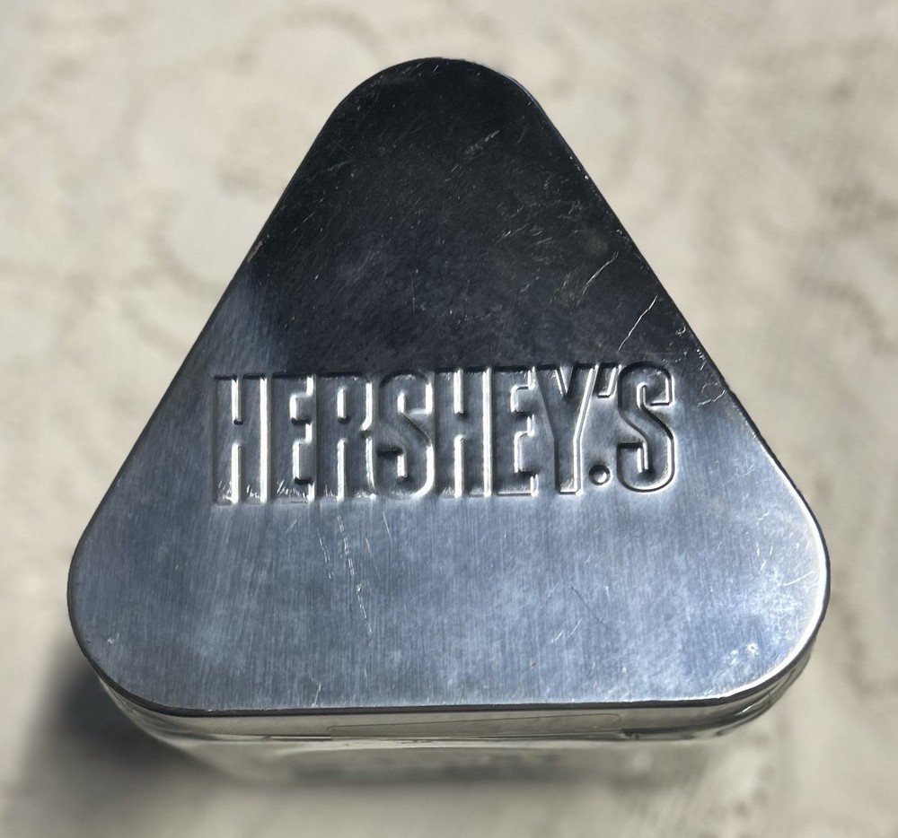 Hershey’s Kiss Triangular Glass And Metal Candy Jar Dish Container