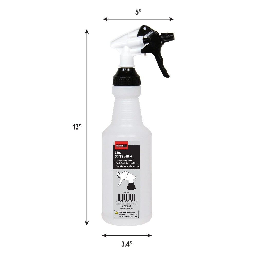 3 Pack 32oz Plastic Empty Spray Bottles with Wide Mouth Refillable Containers