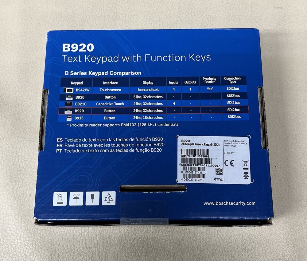Bosch B920 Text Keypad With Function Keys.