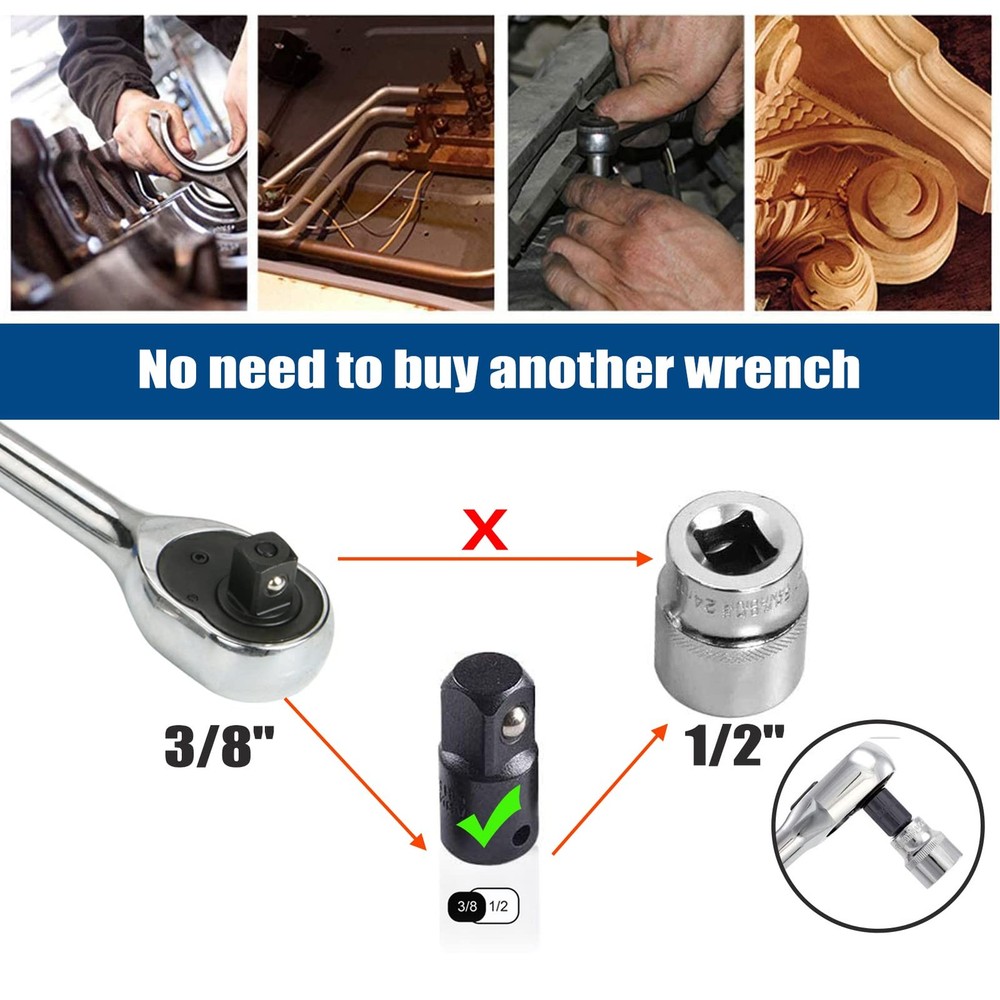 7 Pieces Set Impact Drill Socket Adapter, 1/4"3/8"1/2" Hex Shank