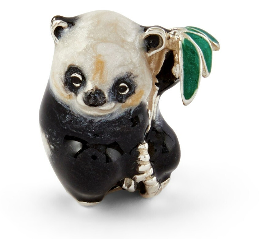 Saturno Sterling Silver and Enamel Panda - Fully Hallmarked