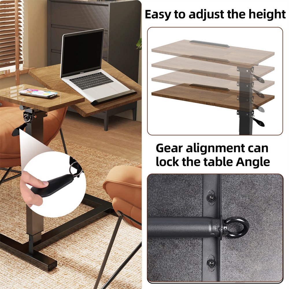 Rolling Overbed Table Adjustable Angle and Height Hospital Laptop Table Desk