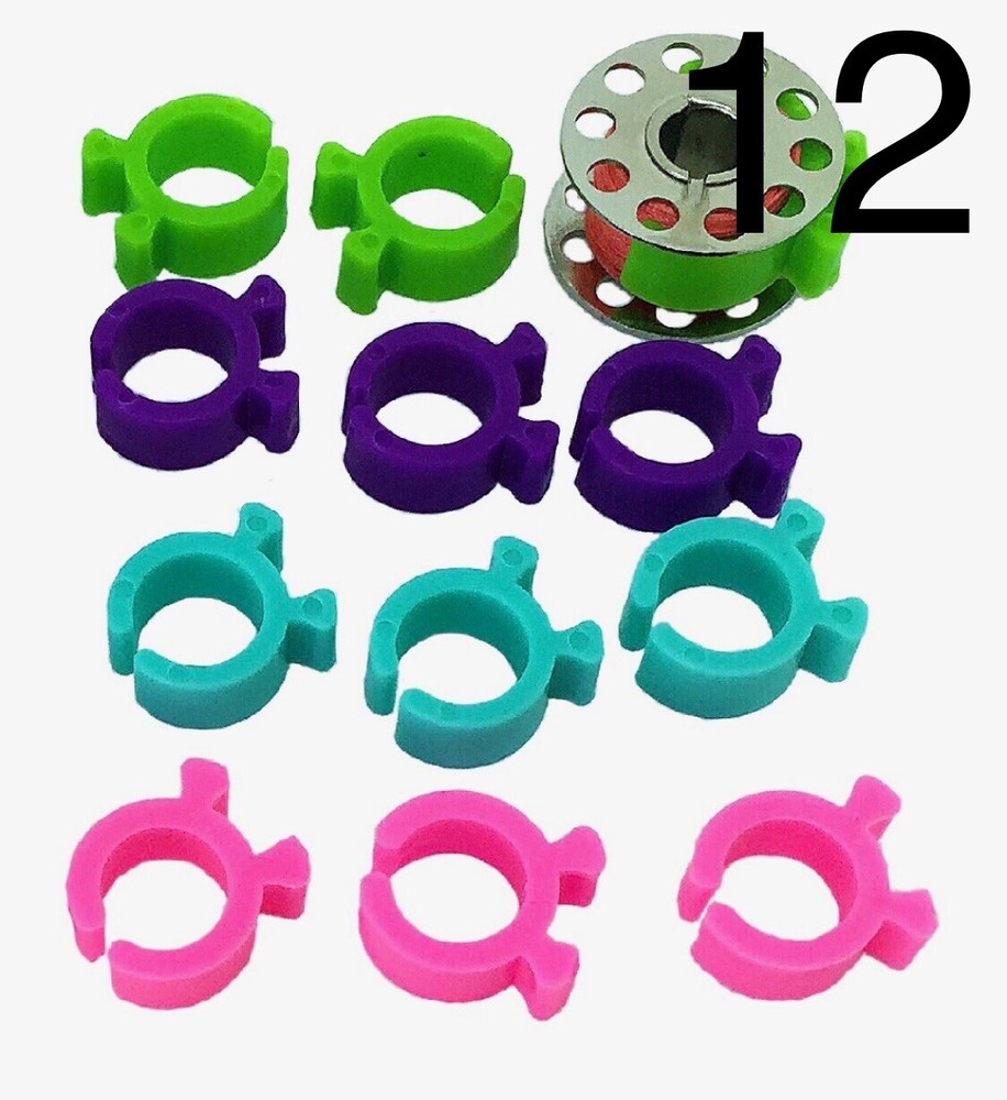PeavyTailor 12Pcs (#12) Bobbin Holders Thread Clips Spool Huggers for Embroidery