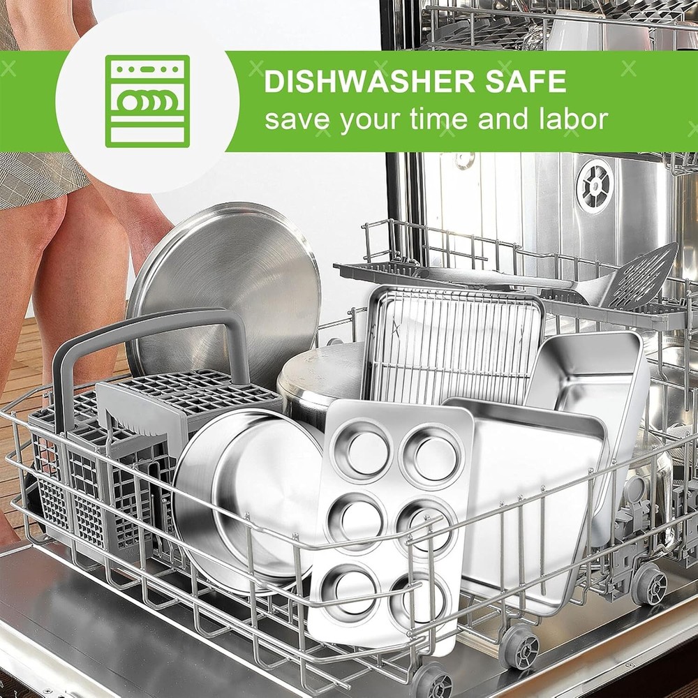 Oven & Dishwasher Safe 6-Piece Baking Set - Space-Saving Stainless Steel