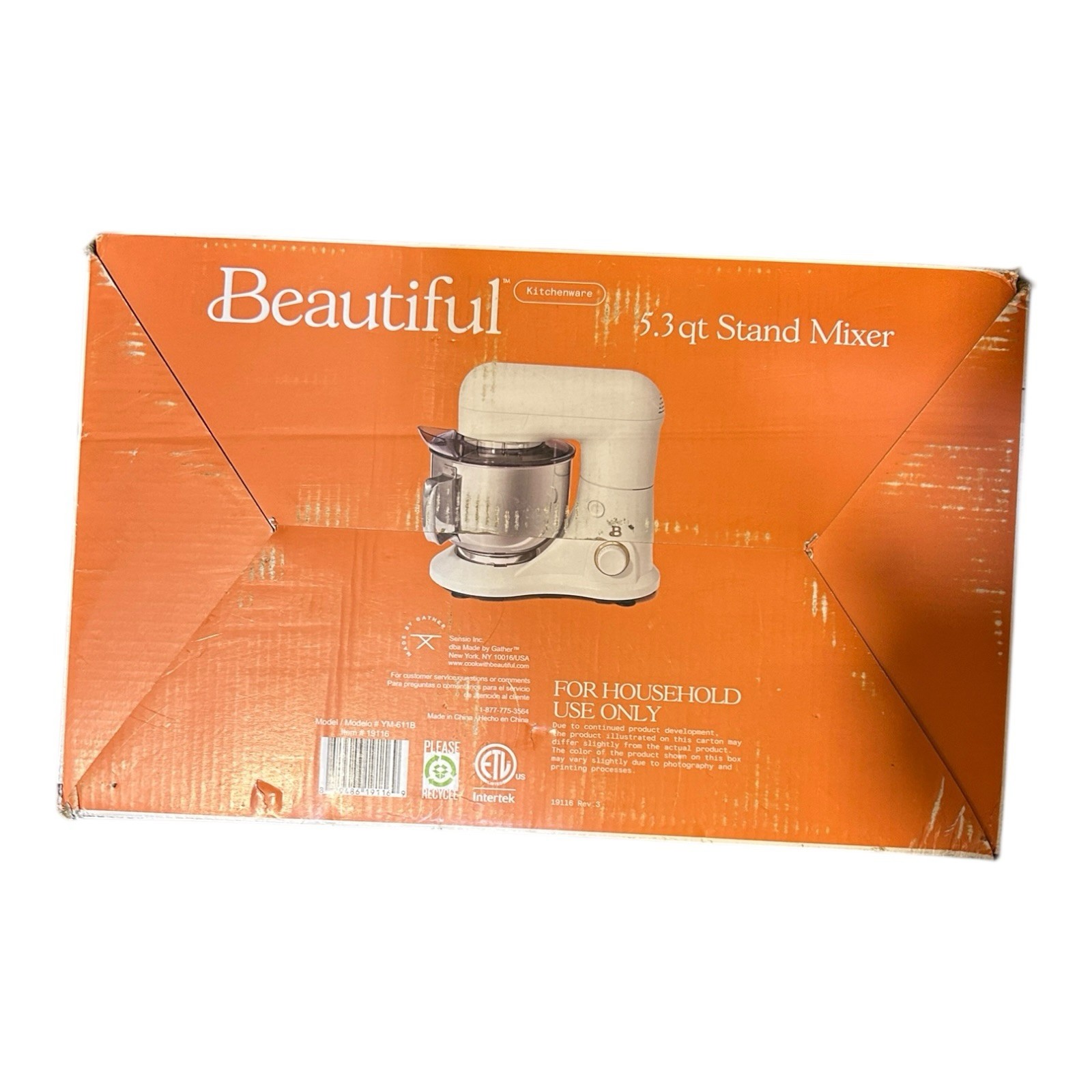 Beautiful 5.3 Qt Stand Mixer Drew Barrymore White w/ Stainless Steel Bowl New