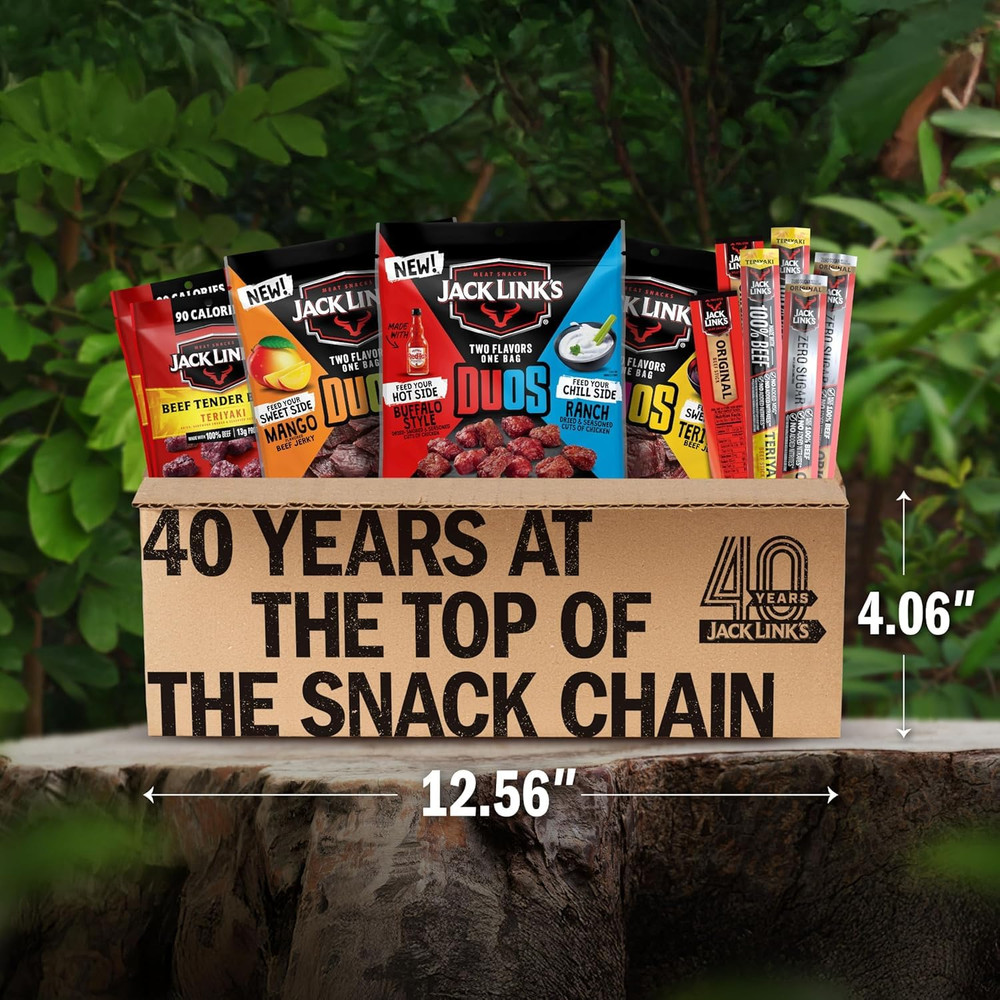 Jack Link’S Duos Gift Box – Includes Beef Jerky, Chicken & Tender Bites, & Stick