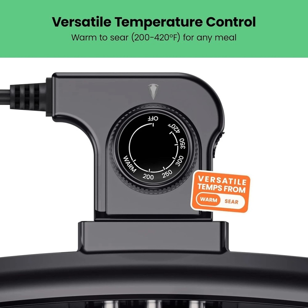 XL Electric Griddle with Nonstick Surface and Removable Temperature Control