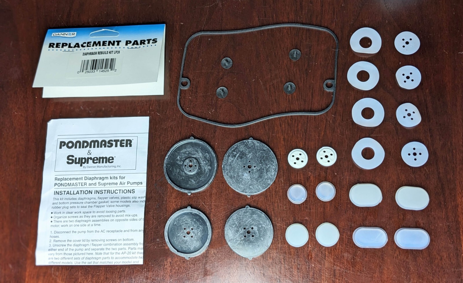 Pondmaster Model AP-20 Air Pump Replacement Diaphragm Rebuild Kit - Part # 14525