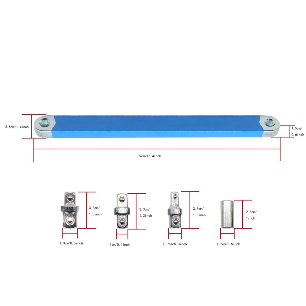 Socket Ratchet Spanner Extender with Adapters Offset Extension Wrench Set 3/8"