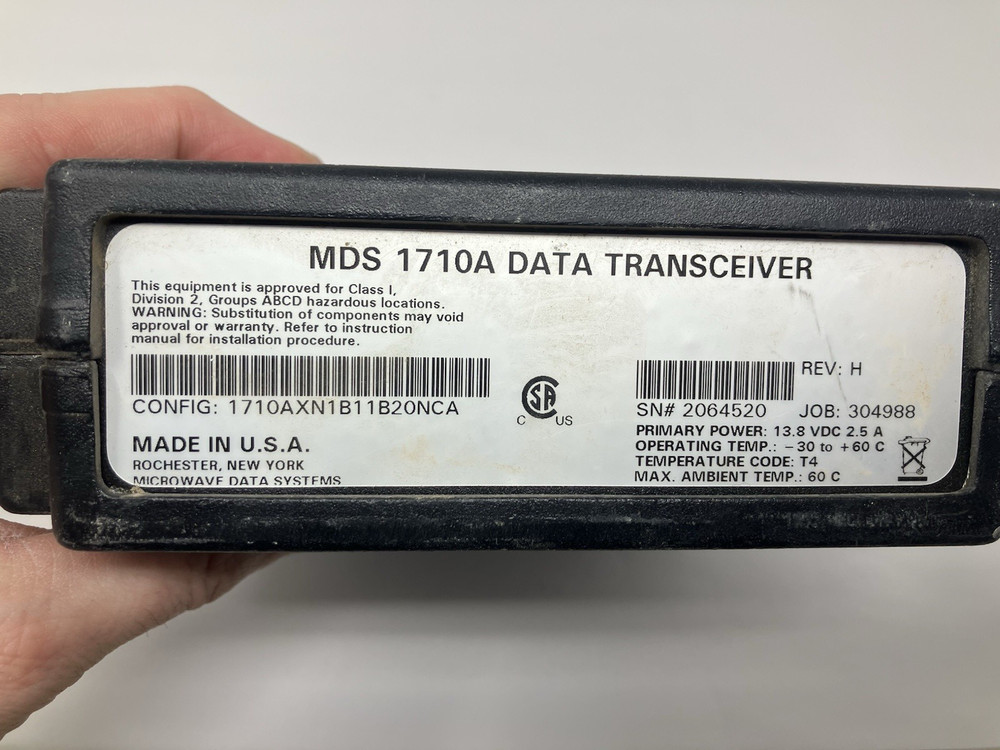 General Electric MDS 1710 High Performance Data Transceiver, Rev: H