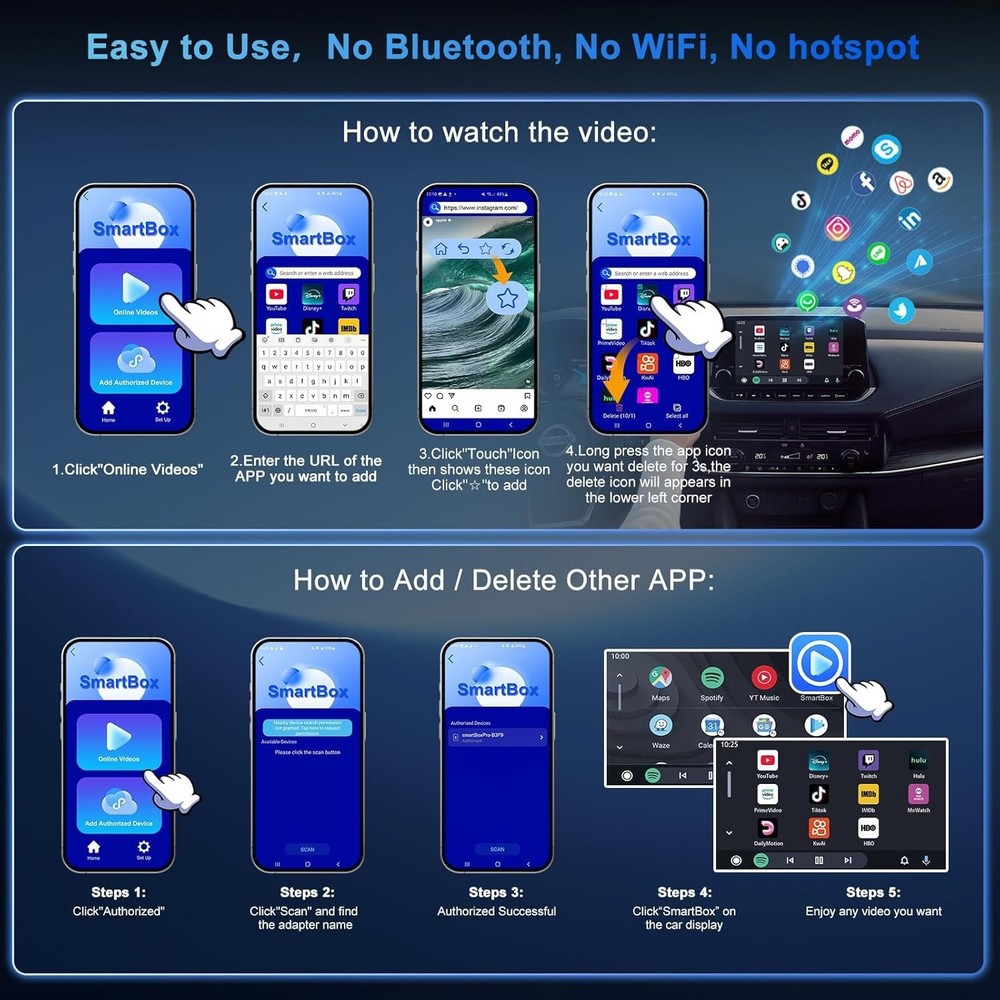Android Auto Wireless Adapter with Video Streaming Support & Download
