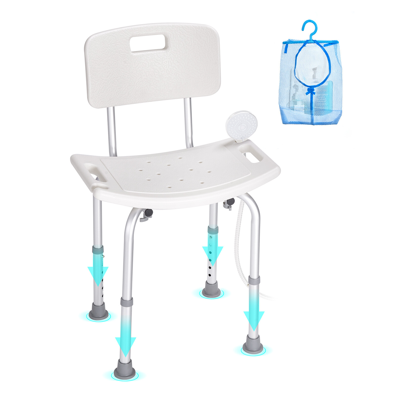 VEVOR Shower Chair Bath Bench with Back Adjustable Height Seat