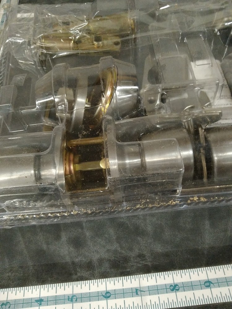 Gate House Handle Deadbolt Set 2 Pair Nickel Keyed