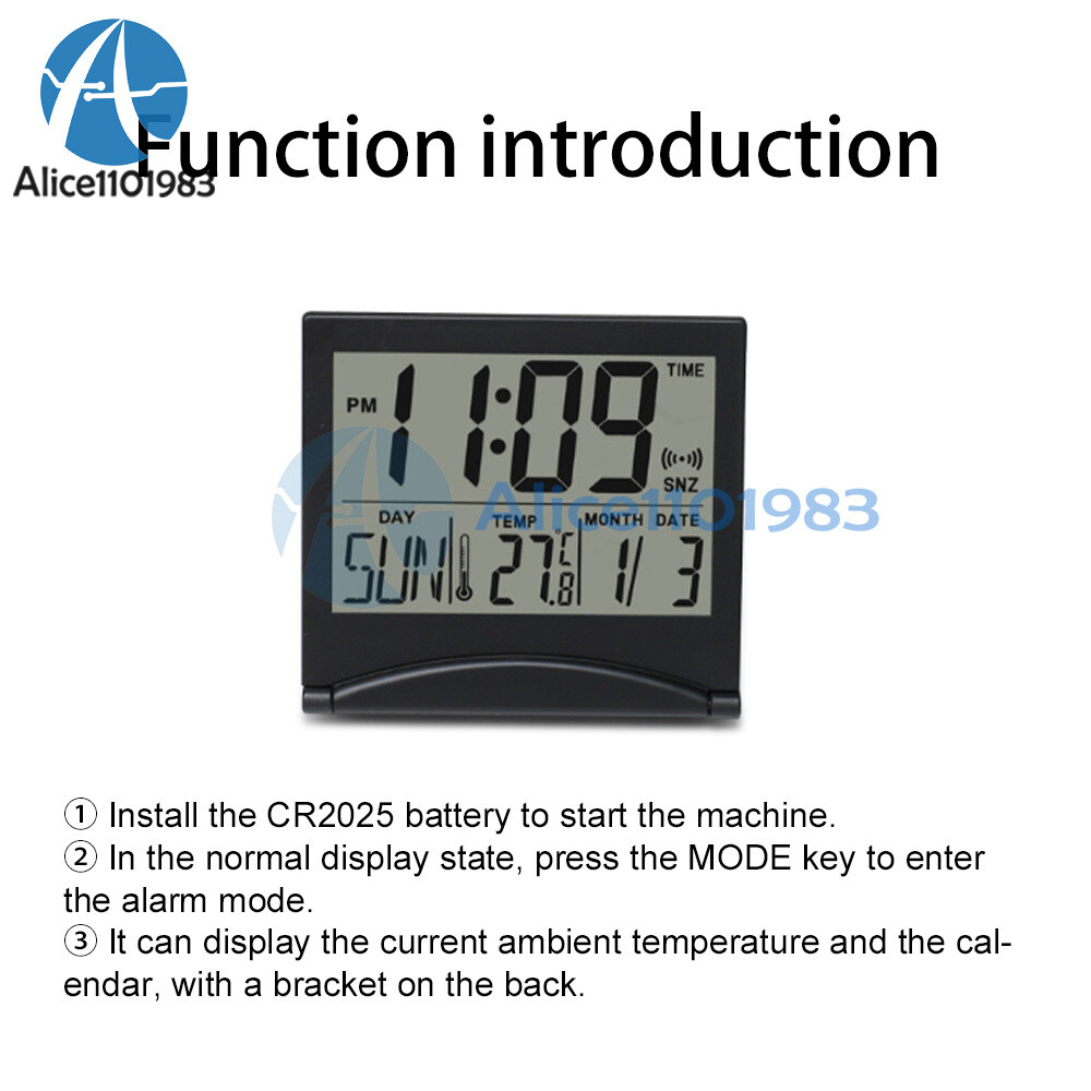 Digital Deck Clock Foldable Calendar Temperature Timer Alarm Clock LCD Display