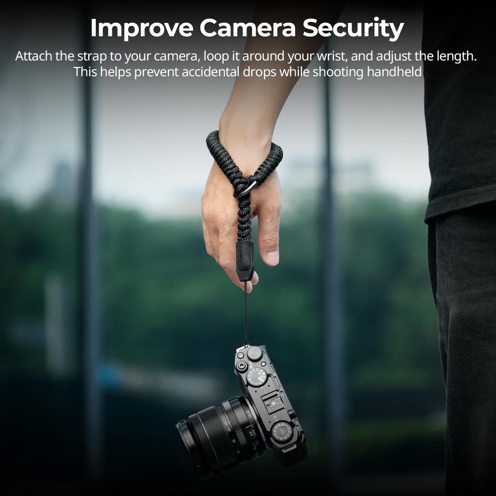 SMALLRIG Camera Wrist Strap, Universal Braided Hand Black, Black