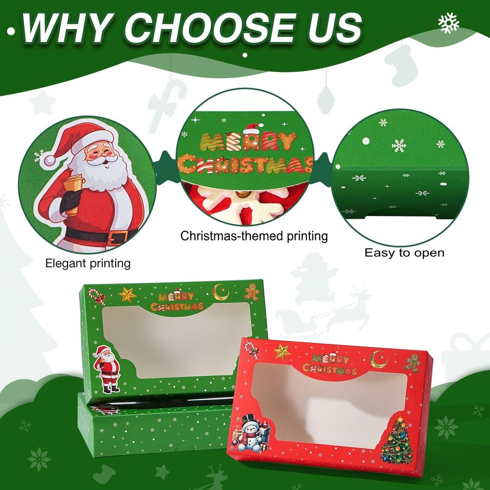 48PCS Christmas Treats Boxes, 3 patterns 1 Count (Pack of 48), 3 Pattern