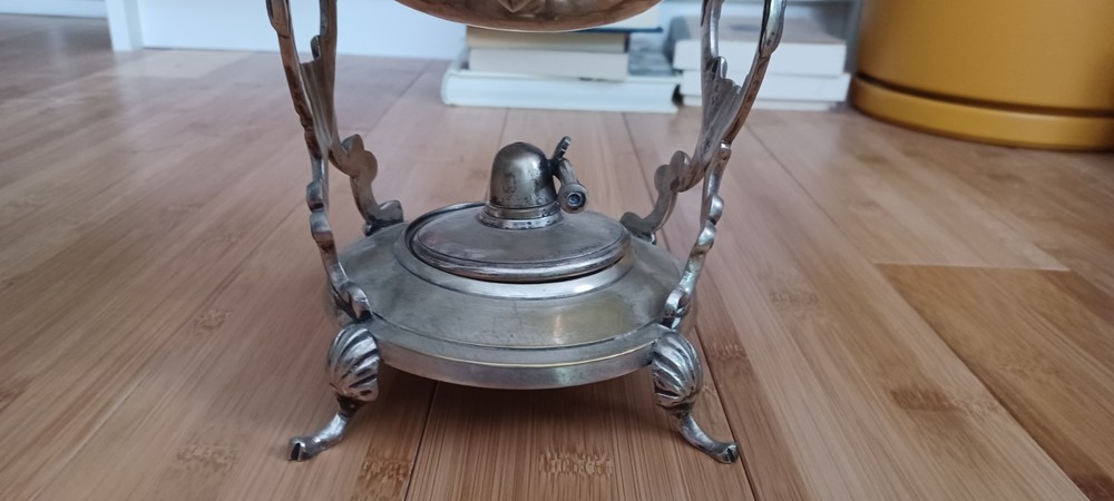 Vintage Silver Plate Teapot on Tilting Stand with Burner