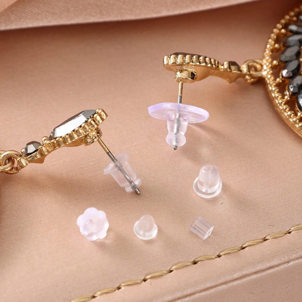 6 Styles Silicone Earring Backs for Studs, 600 Pcs Clear Soft Earring Backing...