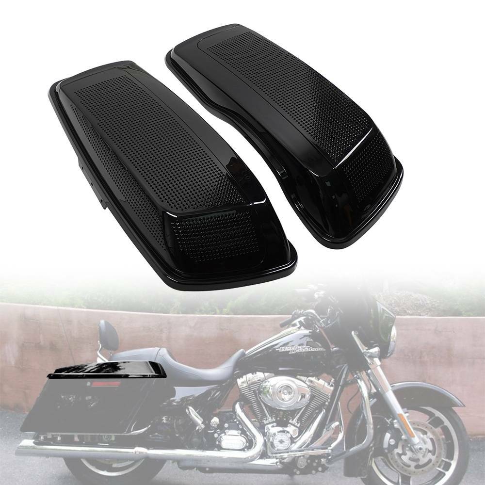 Vivid Black Dual 6x9" Speaker Saddlebag Lids For 2014-2022 Harley Touring Models