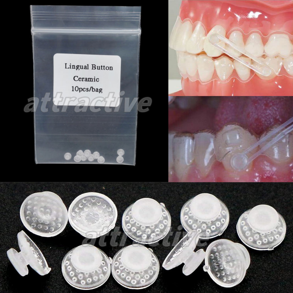 Dental Round Lingual Button Ceramic Clear Invisable Retainer Aligner Bondable