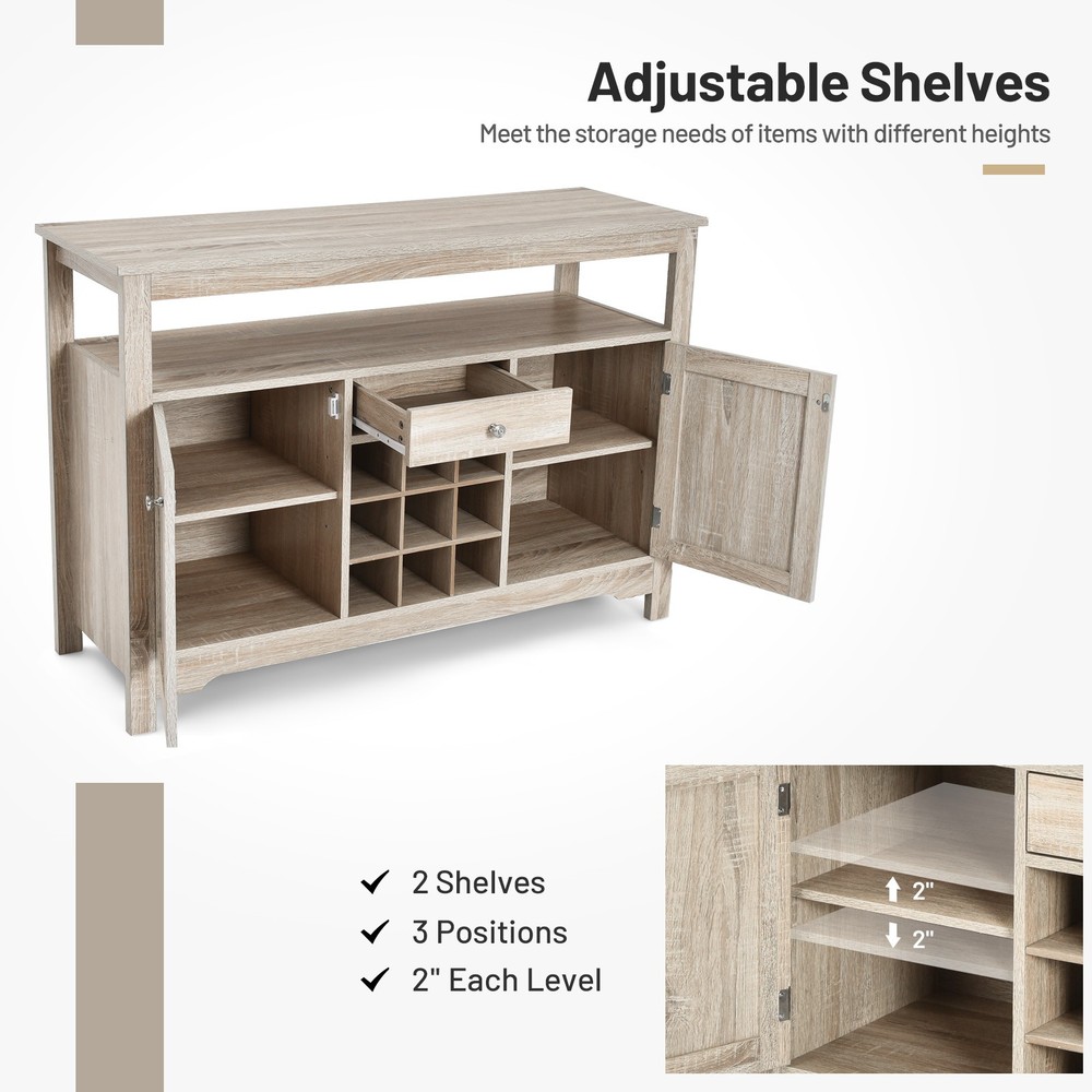 Buffet Server Sideboard Wine Cabinet Console Table Dining Room w/Storage Grey