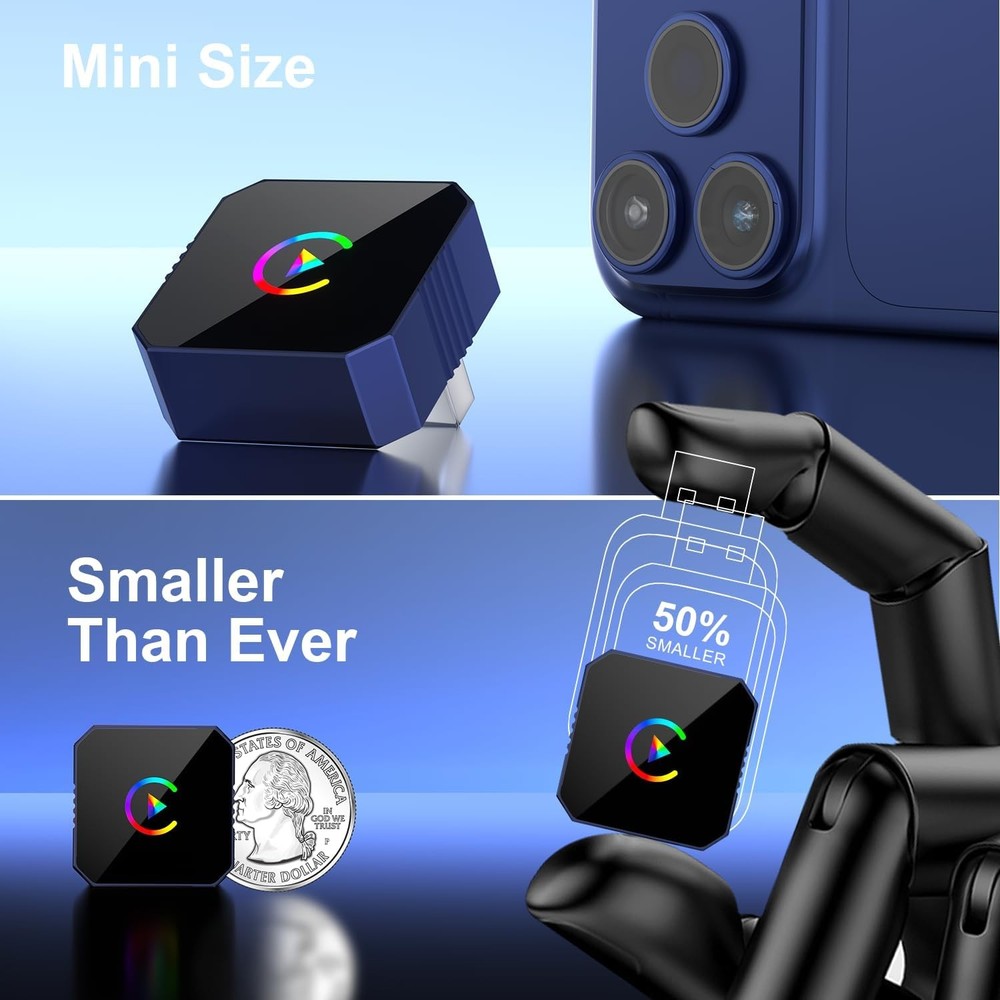 2026 Wireless CarPlay & Android Auto Adapter | Plug & Play, Wired to Wireless