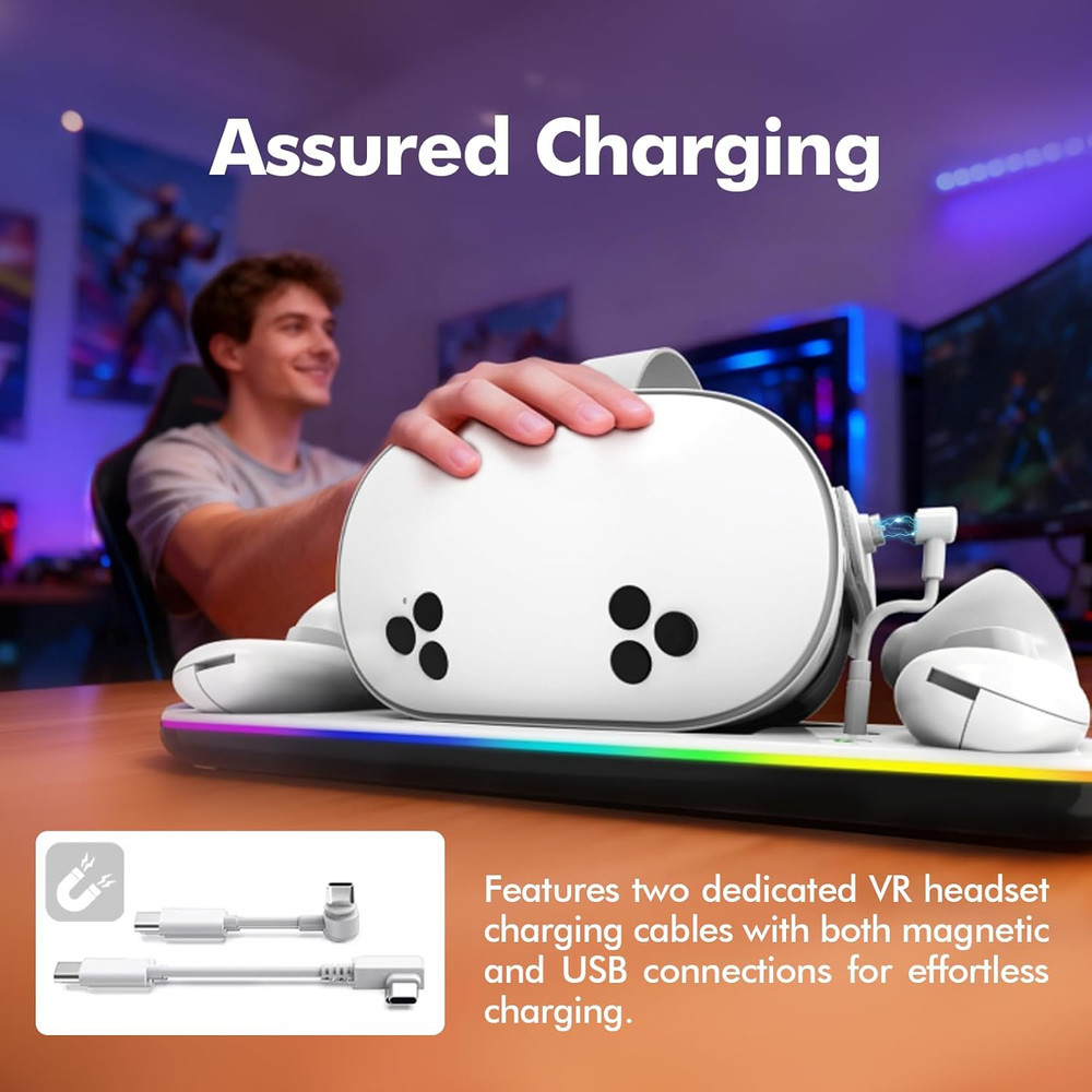 Charging Dock Compatible with Meta Oculus Quest 3/3S, VR Headset Controller Acce