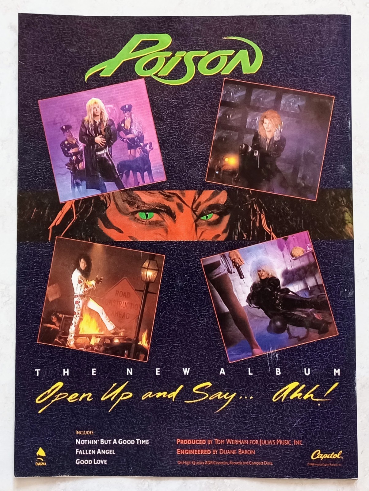 POISON OPEN UP AND SAY... AHH! 1988 ALBUM PROMO~8X11 PRINT AD ADVERT MINI-POSTER
