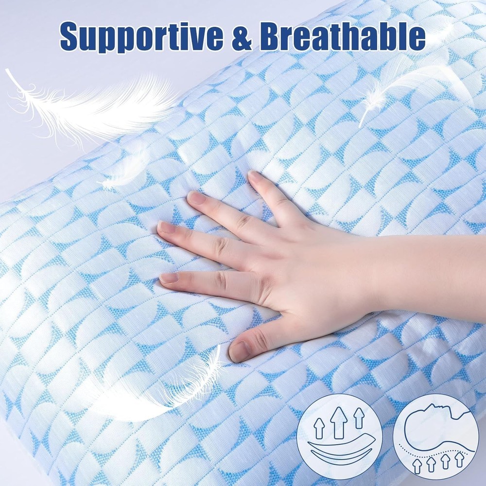 QUTOOL Cooling Firm Side Sleeper Pillow, Adjustable Shredded Memory Foam